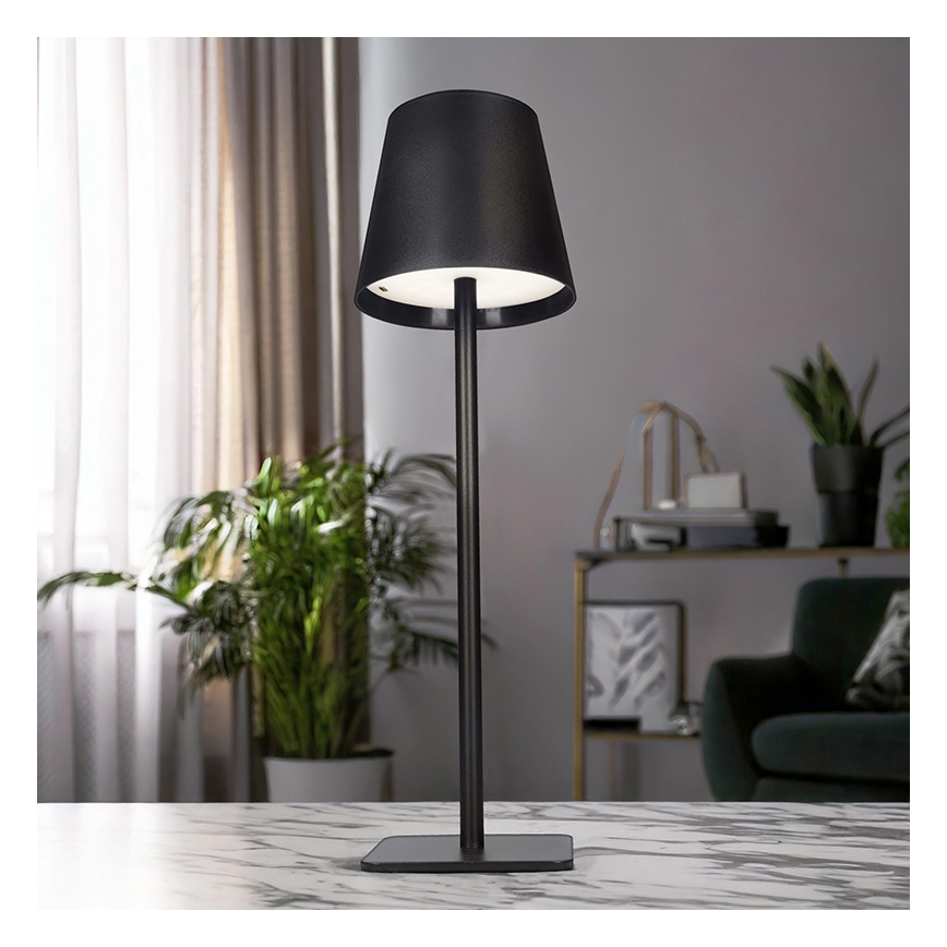 LED stona lampa LUCCA, prigušiva, punjiva, dodirna, LED/3,7V, 3000/4000/6500K, 2000 mAh, crna