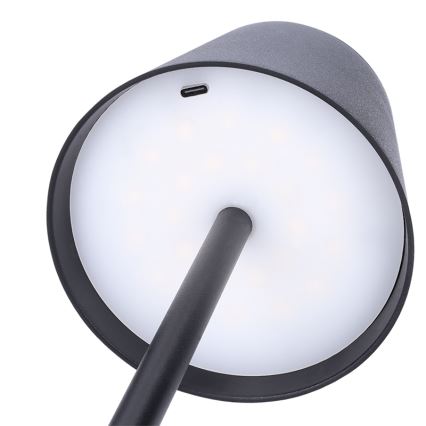 LED stona lampa LUCCA, prigušiva, punjiva, dodirna, LED/3,7V, 3000/4000/6500K, 2000 mAh, crna