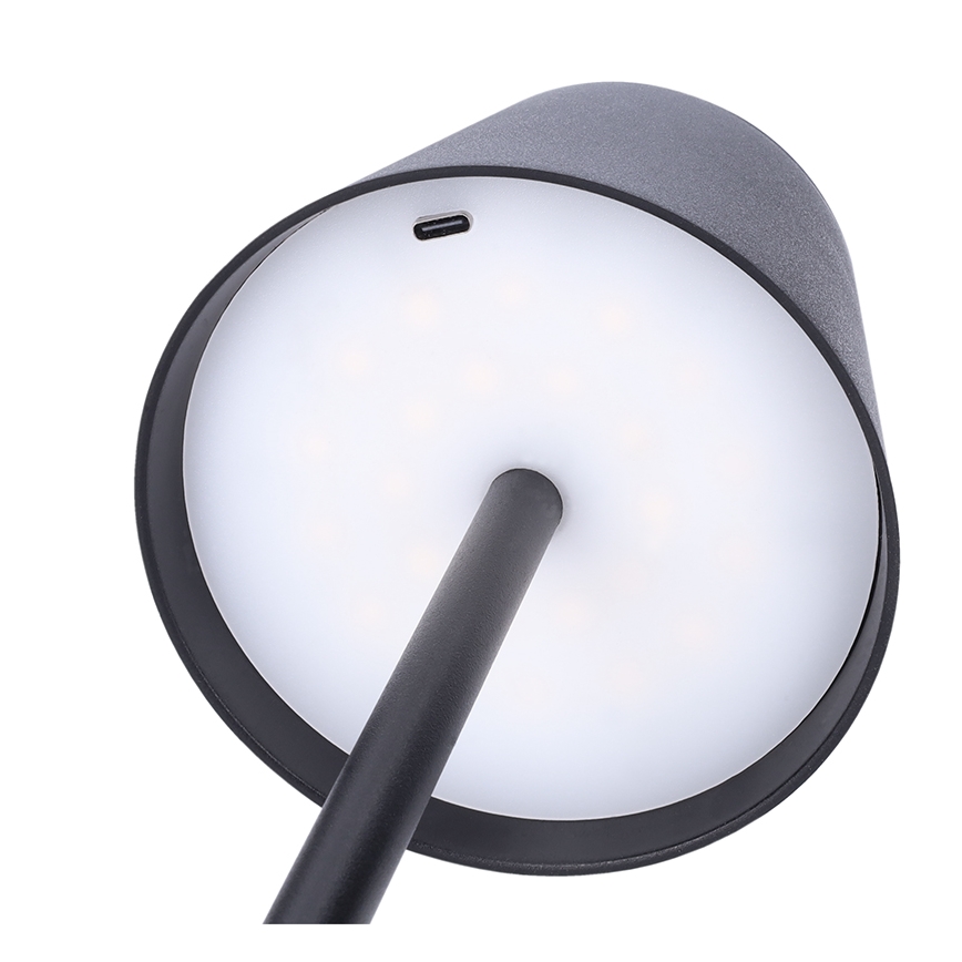 LED stona lampa LUCCA, prigušiva, punjiva, dodirna, LED/3,7V, 3000/4000/6500K, 2000 mAh, crna