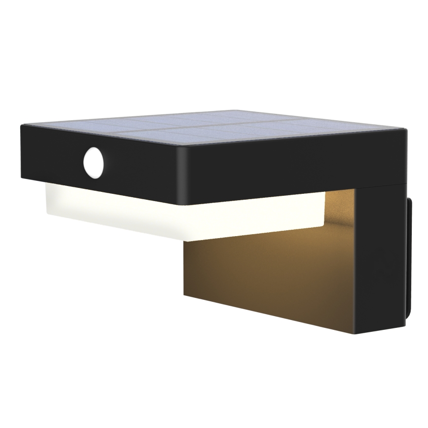 LED solarno zidno svetlo sa senzorom pokreta i sumraka PALERMO LED/5W/3,7V 2000 mAh IP54 crno