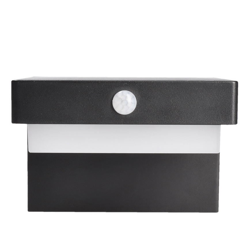 LED solarno zidno svetlo sa senzorom pokreta i sumraka PALERMO LED/5W/3,7V 2000 mAh IP54 crno