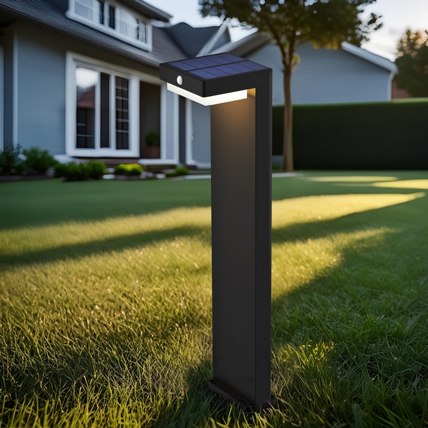 LED solarna lampa sa senzorom pokreta i sumraka PALERMO LED/5W/5V 2000 mAh IP54 crna