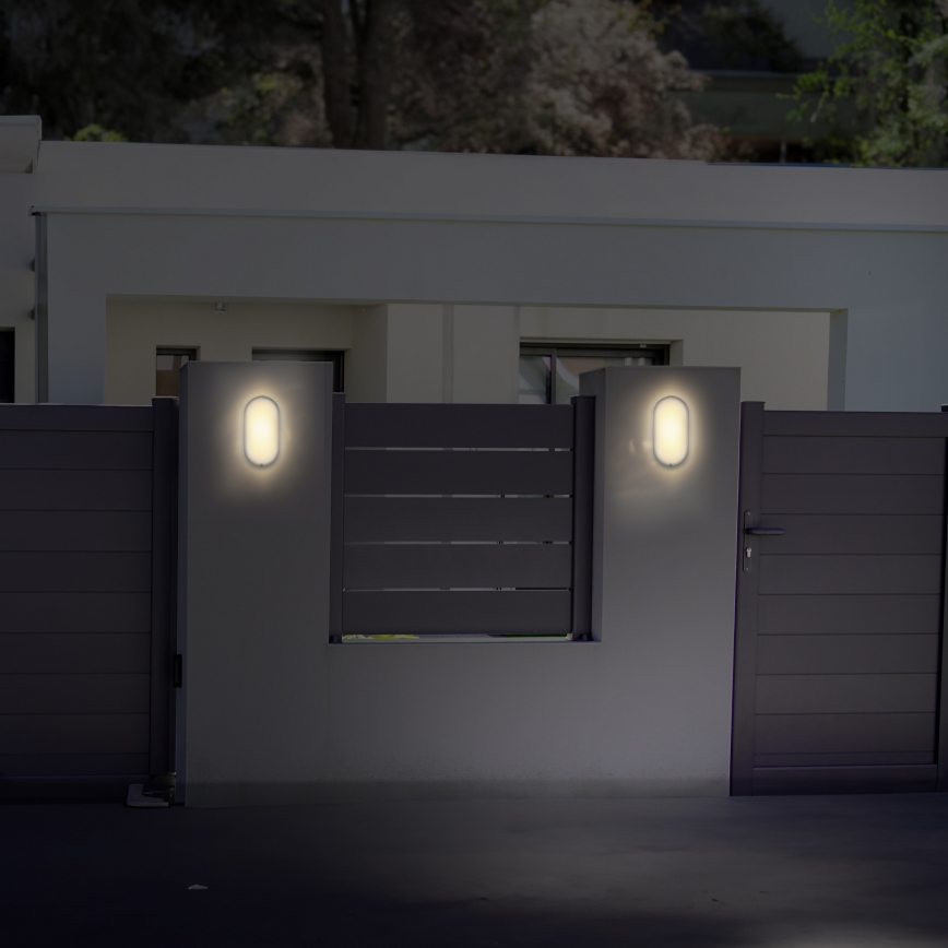 LED spoljašnje zidno svetlo LED/20W/230V 4000K IP54 sivo ovalno