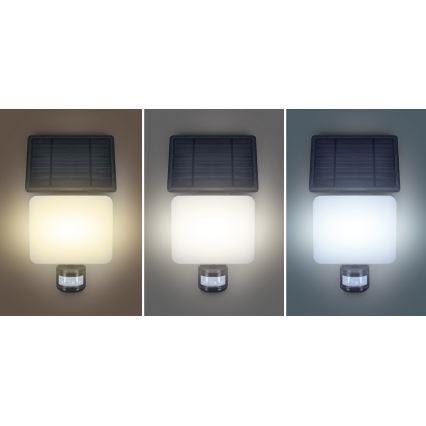 LED solarni reflektor sa senzorom pokreta LED/11W/3,7V 4400mAh 3000K/4000K/6500K IP54