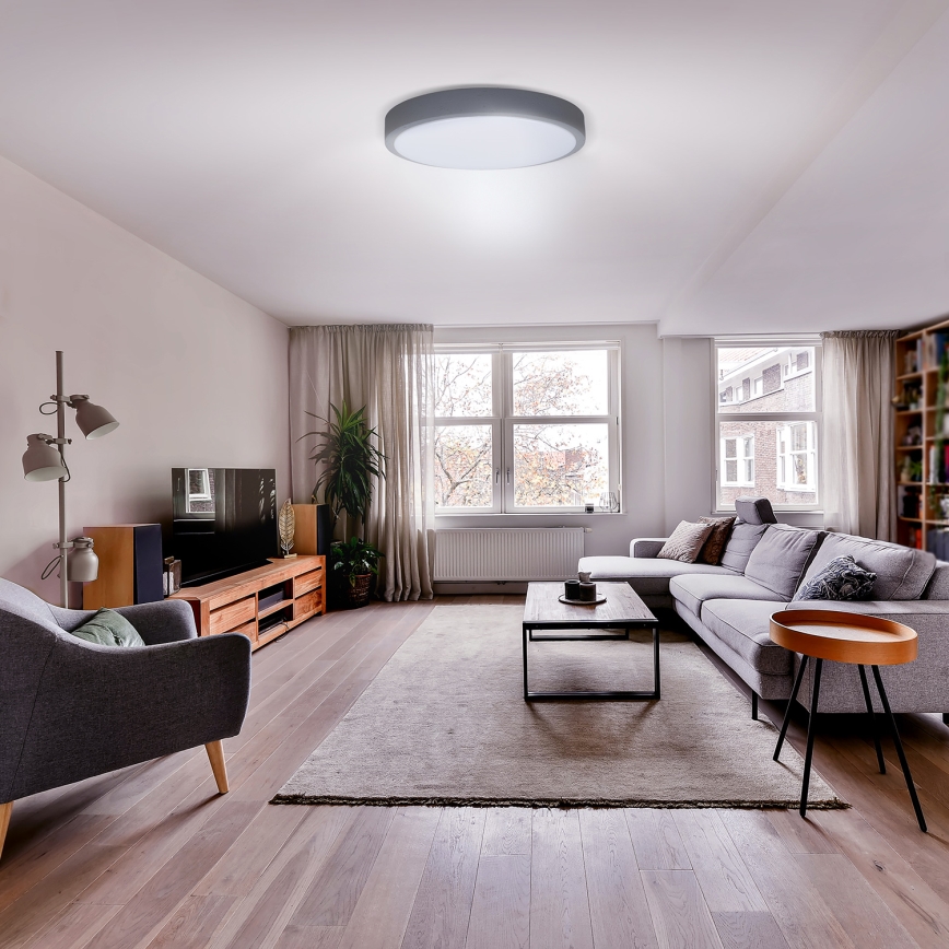 LED prigušiva plafonska lampa GREY LED/48W/230V 3000-6500K siva Ø 38 cm + daljinski upravljač