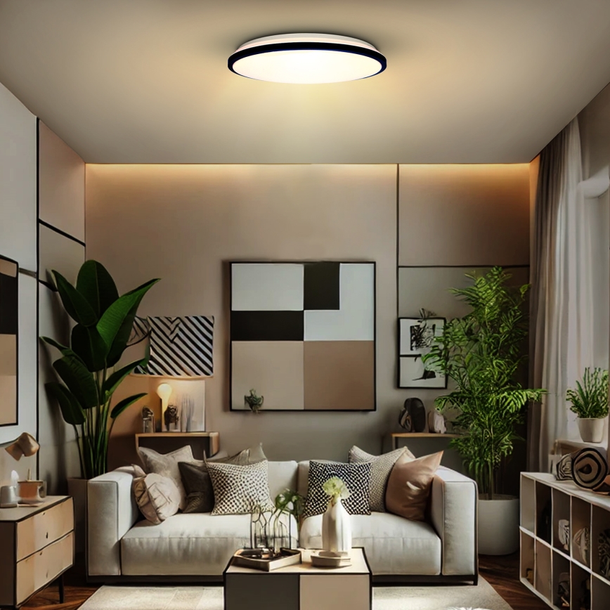 LED prigušiva stropna svetiljka JAMIL LED/48W/230V 3000-6500K crna + daljinski upravljač