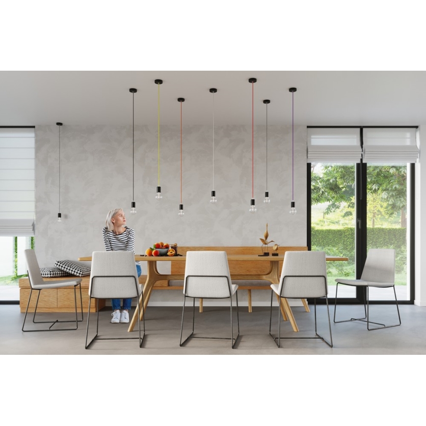 Luster na kablu EDISON 1xE27/60W/230V crni