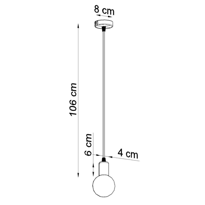 Luster na kablu EDISON 1xE27/60W/230V crni
