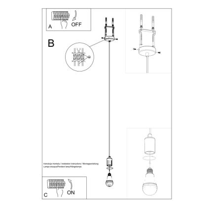 Luster na kablu EDISON 1xE27/60W/230V crni