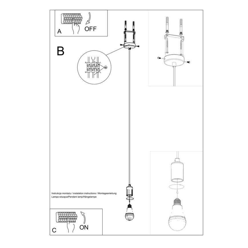 Luster na kablu EDISON 1xE27/60W/230V crni