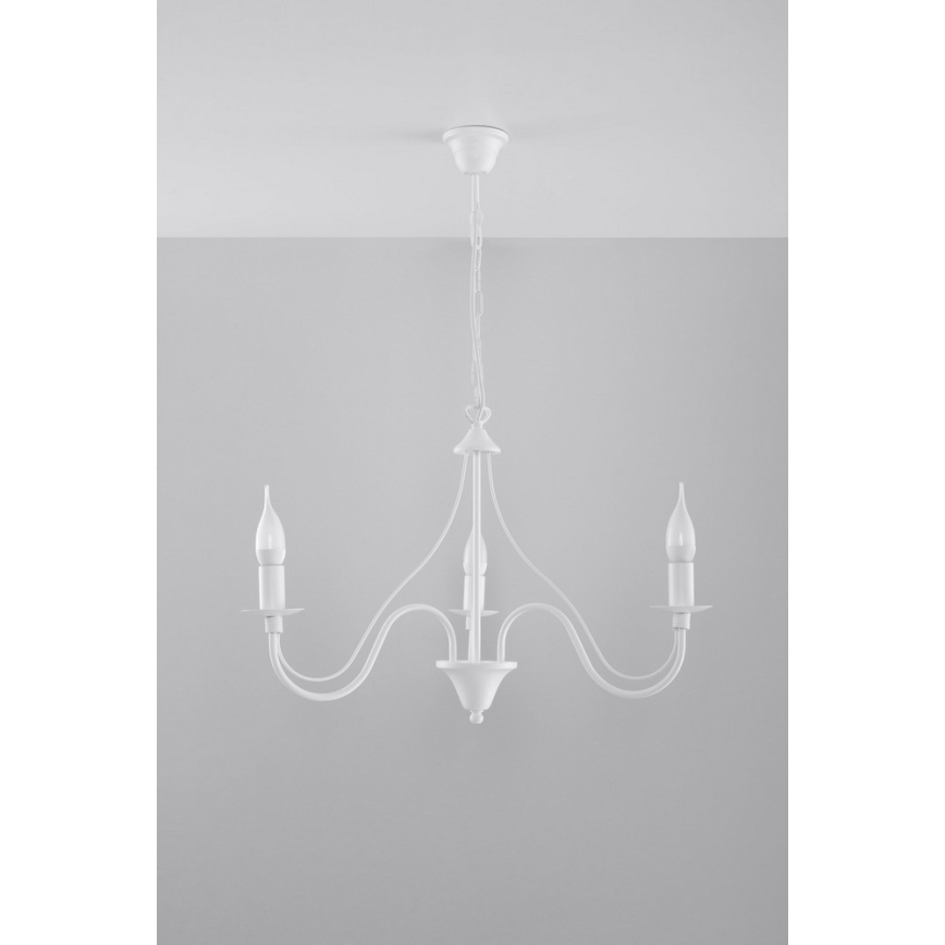 Luster na lancu MINERWA 3 3xE14/40W/230V bela