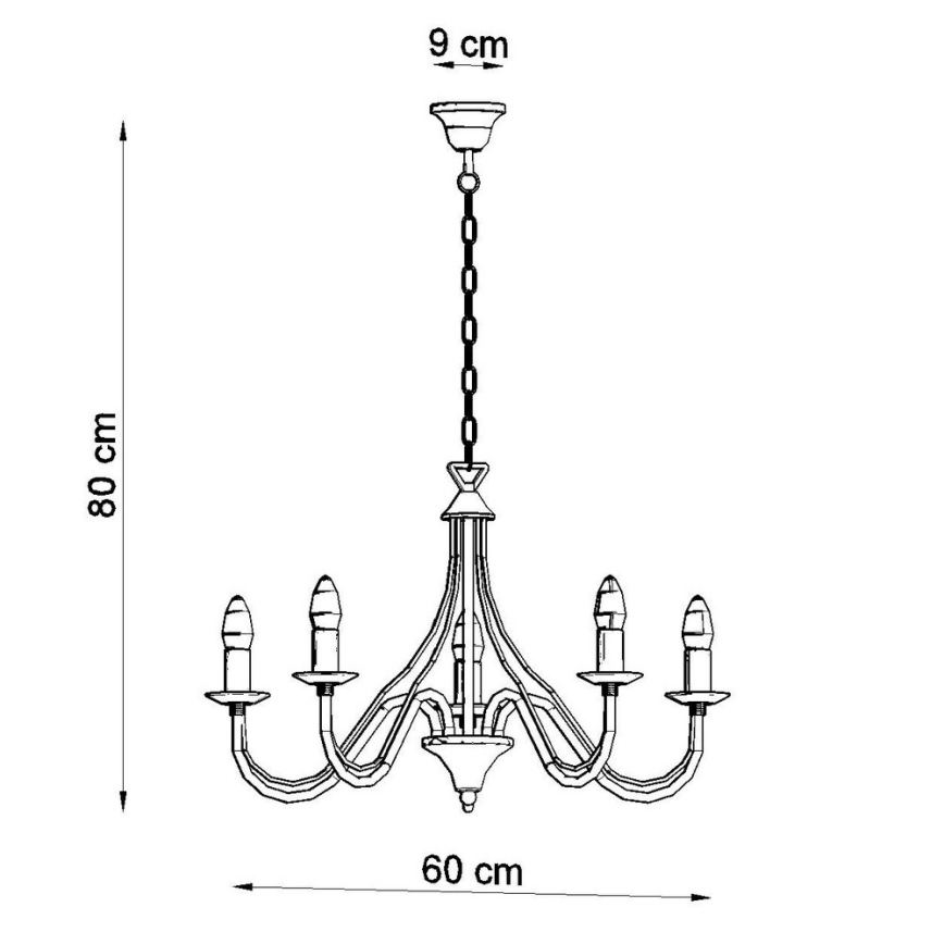 Luster na lancu MINERWA 5 5xE14/40W/230V bela