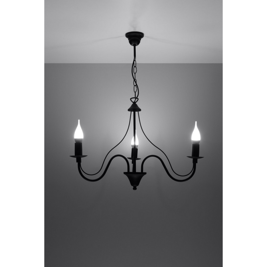 Luster na lancu MINERWA 3, 3xE14/40W/230V, crne boje