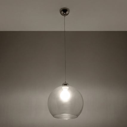 Visilica na sajli BALL 1xE27/15W/230V Ø 30 cm prozirna/sjajni hrom