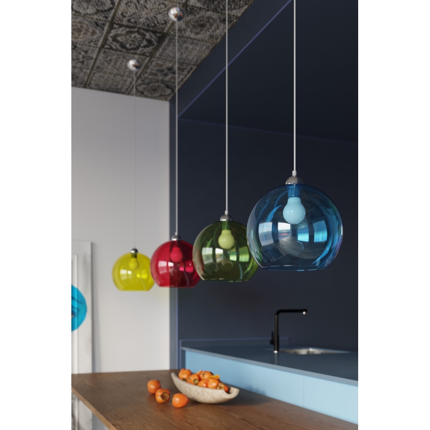 Visilica na sajli BALL 1xE27/15W/230V Ø 30 cm prozirna/sjajni hrom