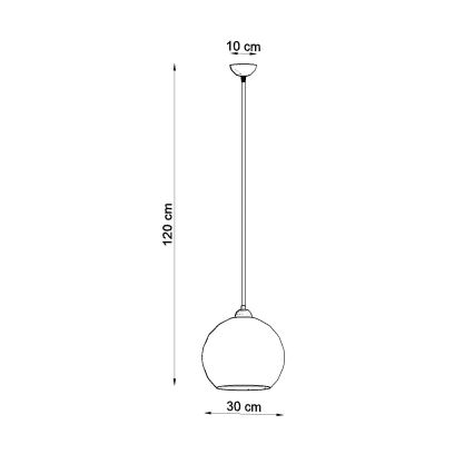 Visilica na sajli BALL 1xE27/15W/230V Ø 30 cm prozirna/sjajni hrom