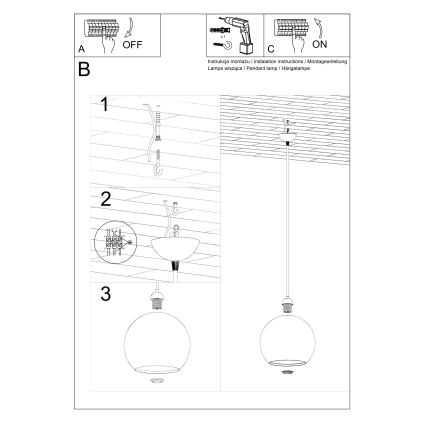 Visilica na sajli BALL 1xE27/15W/230V Ø 30 cm prozirna/sjajni hrom