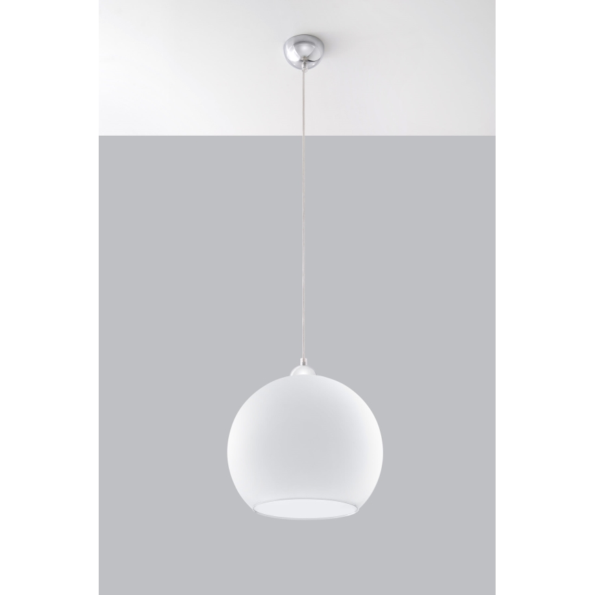 Luster na sajli BALL 1xE27/15W/230V prečnik 30 cm bela/sjajni hrom