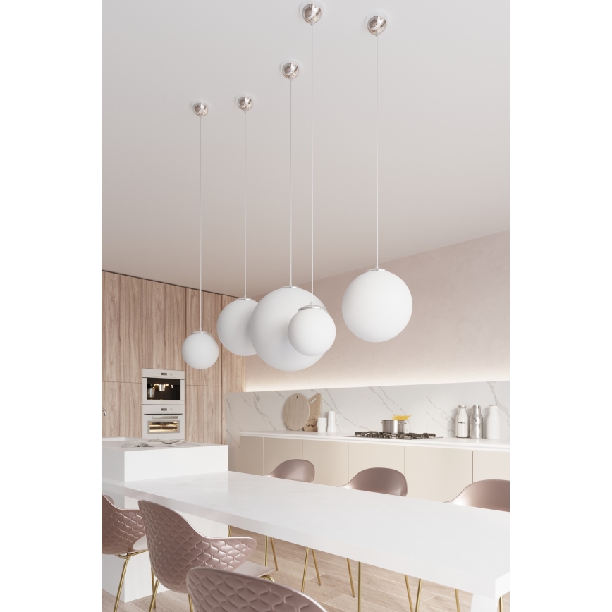 Luster na sajli UGO 1xE27/15W/230V prečnik 40 cm bela/sjajni hrom