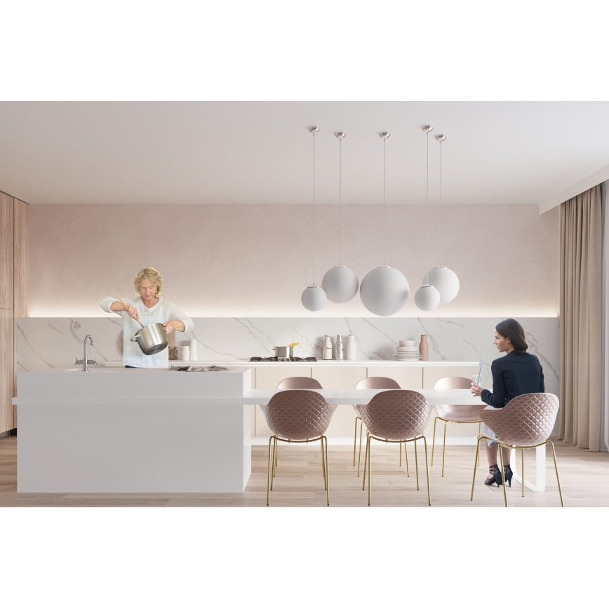 Luster na sajli UGO 1xE27/15W/230V prečnik 40 cm bela/sjajni hrom