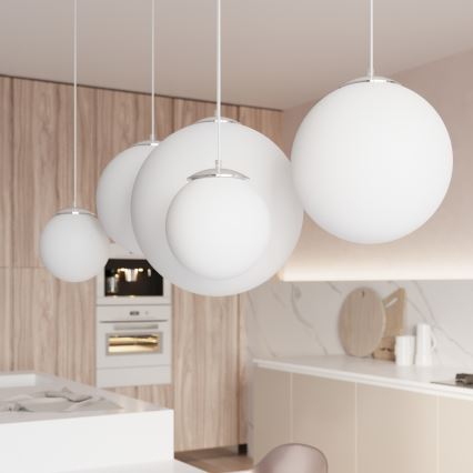 Luster na sajli UGO 1xE27/15W/230V prečnik 40 cm bela/sjajni hrom