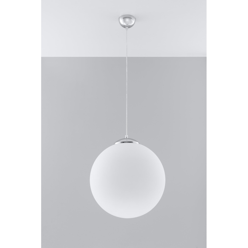 Luster na sajli UGO 1xE27/15W/230V prečnik 40 cm bela/sjajni hrom