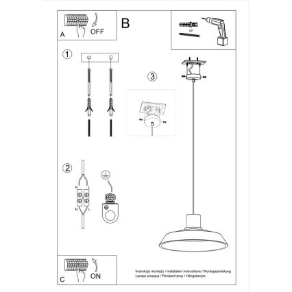 Viseća lampa na sajli AFRA 1xE27/60W/230V siva/bukva