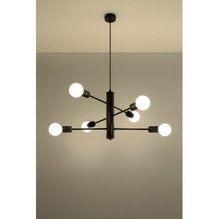 Viseći luster na kablu DUOMO 6 6xE27/60W/230V, crne boje