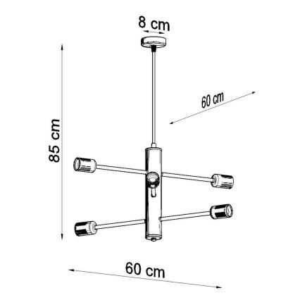 Viseći luster na kablu DUOMO 6 6xE27/60W/230V, crne boje