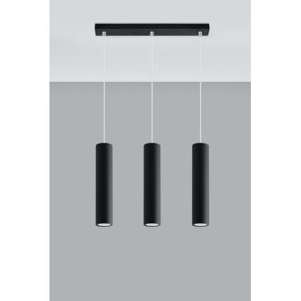 Luster na sajli LAGOS 3 3xGU10/10W/230V crne boje