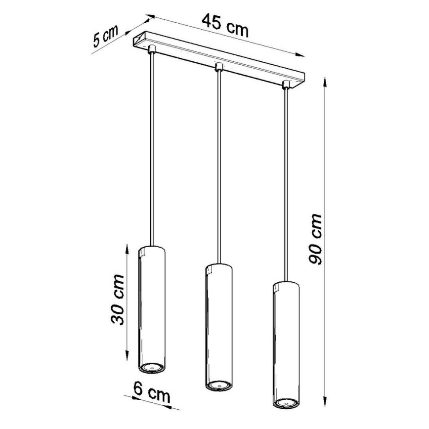Luster na sajli LAGOS 3 3xGU10/10W/230V crne boje