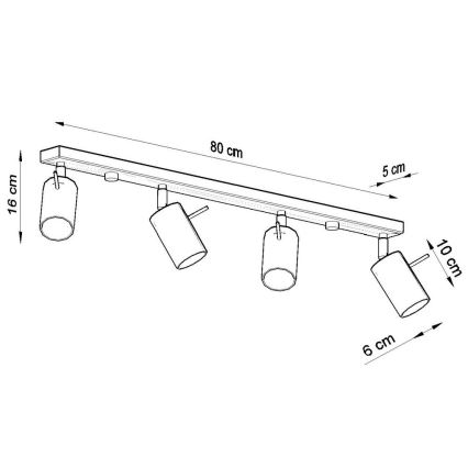 Spot svetiljka RING 4L 4xGU10/10W/230V crna