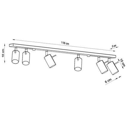Reflektorsko svetlo RING 6L 6xGU10/10W/230V crna
