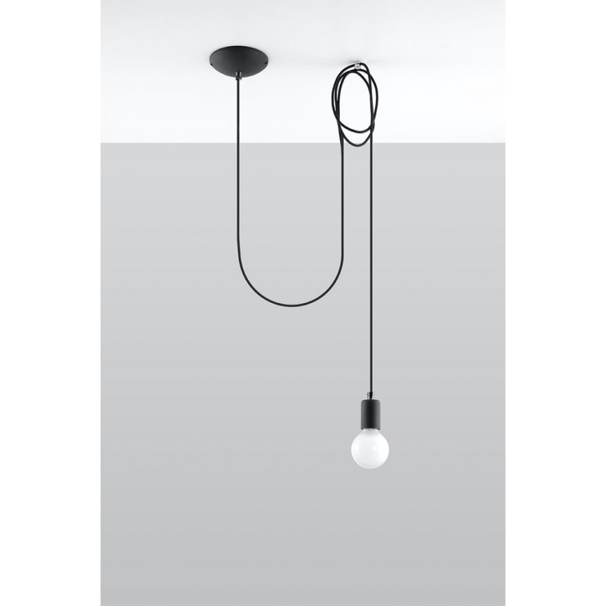 Luster na sajli EDISON 1 1xE27/60W/230V pauk crni