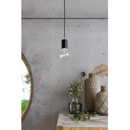 Luster na lanku EDISON 5 5xE27/60W/230V pauk crne boje