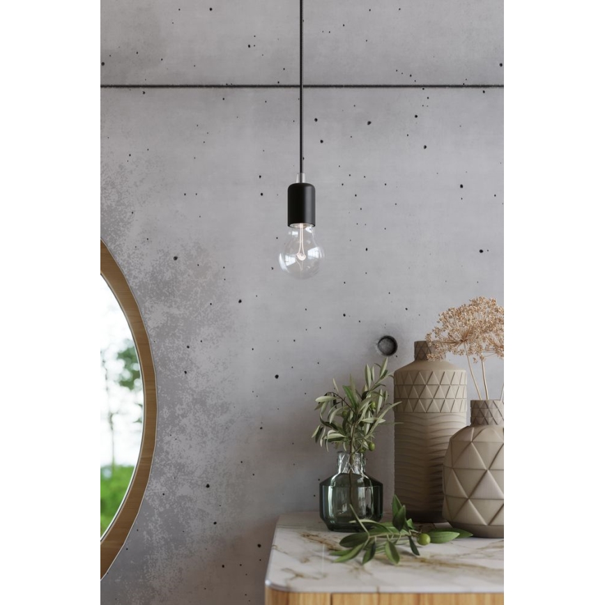 Luster na lanku EDISON 5 5xE27/60W/230V pauk crne boje