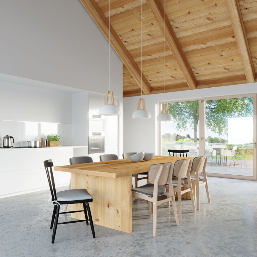 Luster na sajli CASCO 1xE27/60W/230V, prečnik 30 cm, breza
