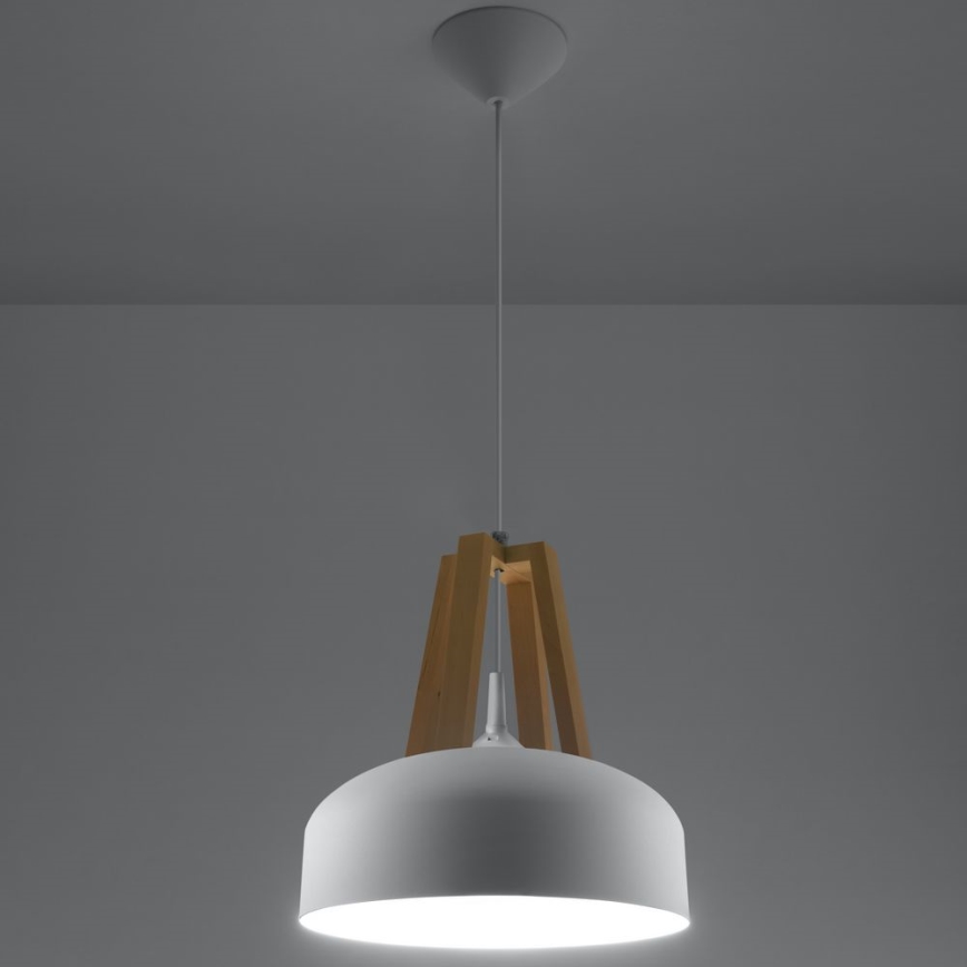 Luster na sajli CASCO 1xE27/60W/230V, prečnik 30 cm, breza