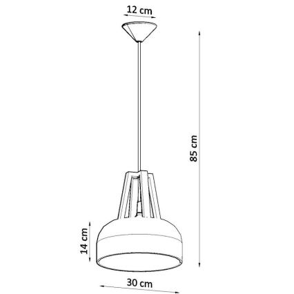 Luster na sajli CASCO 1xE27/60W/230V, prečnik 30 cm, breza