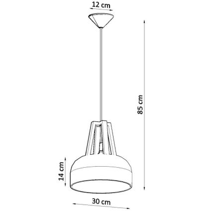 Luster na lanku CASCO 1xE27/60W/230V prečnik 30 cm breza