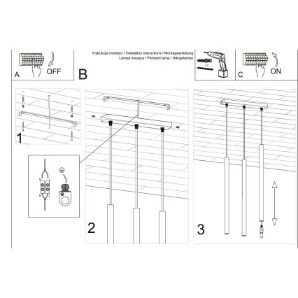 Viseći luster na sajli PASTELO 3xG9/8W/230V, bela