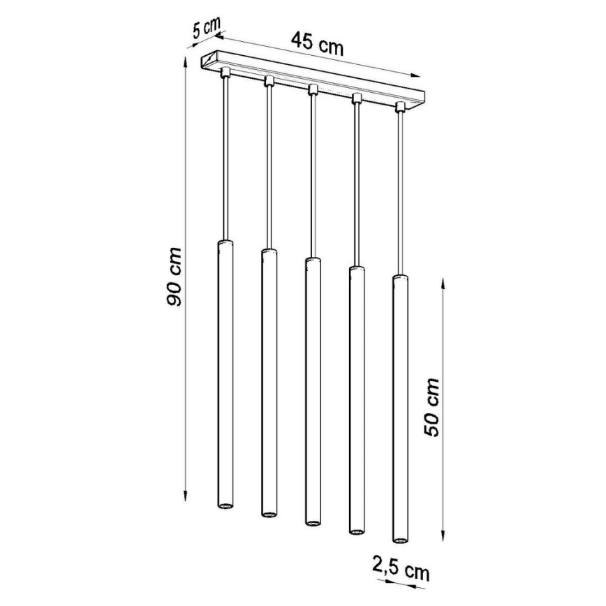 Luster na sajli PASTELO 5xG9/8W/230V crna