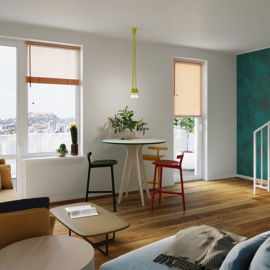 Žuti luster na sajli DIEGO 3xE27/60W/230V