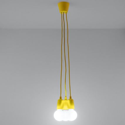 Žuti luster na sajli DIEGO 3xE27/60W/230V