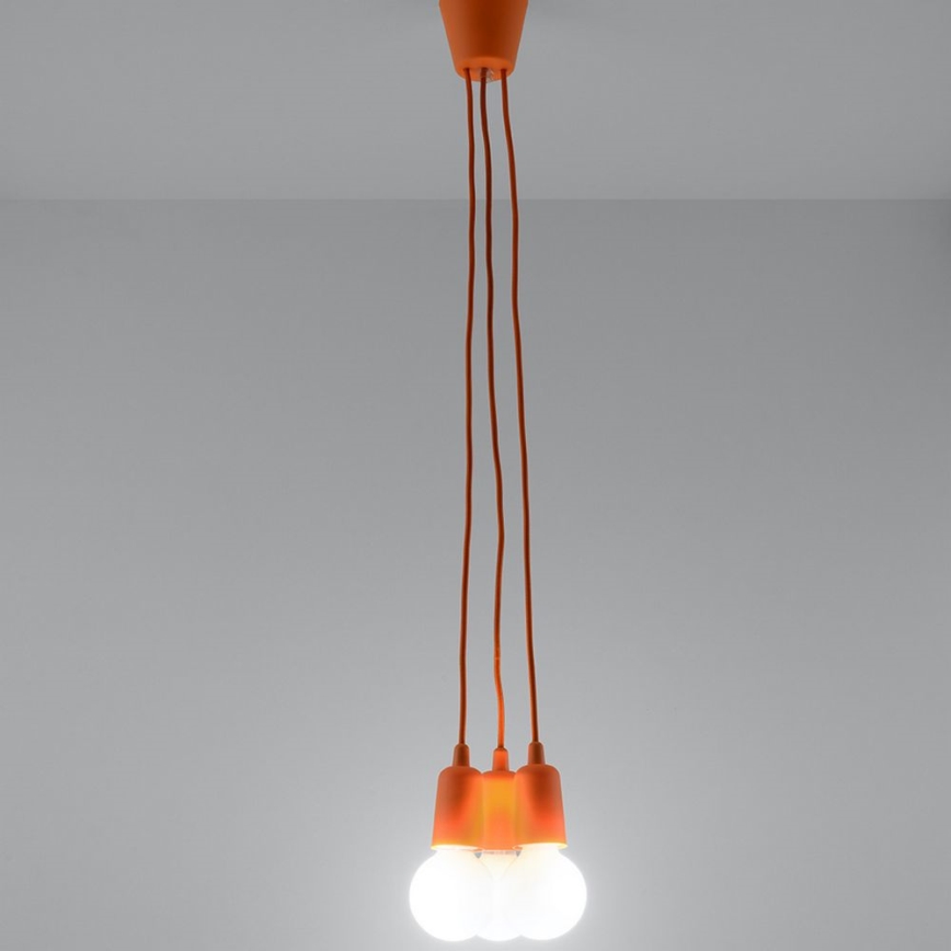Luster na sajli DIEGO 3xE27/60W/230V narandžasta