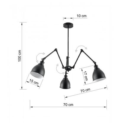 Luster na šipci STARK SHADE 3xE27/60W/230V