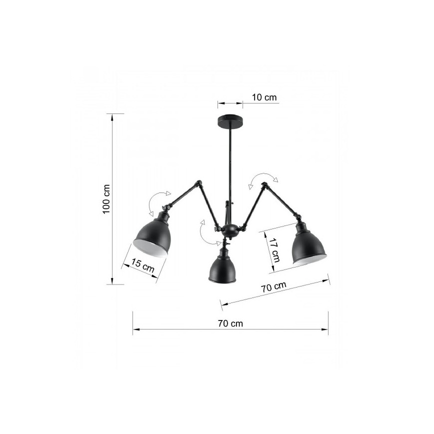 Luster na šipci STARK SHADE 3xE27/60W/230V