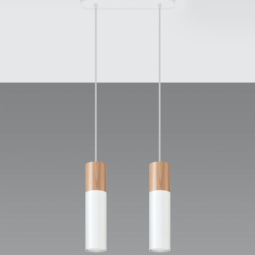 Luster na sajli PABLO 2xGU10/40W/230V bela/bukva