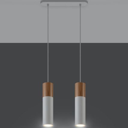Luster na sajli PABLO 2xGU10/40W/230V bela/bukva