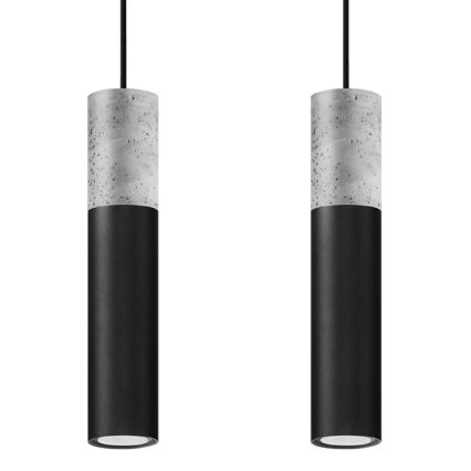 Luster na lanku BORGIO 2xGU10/40W/230V beton/metal crna